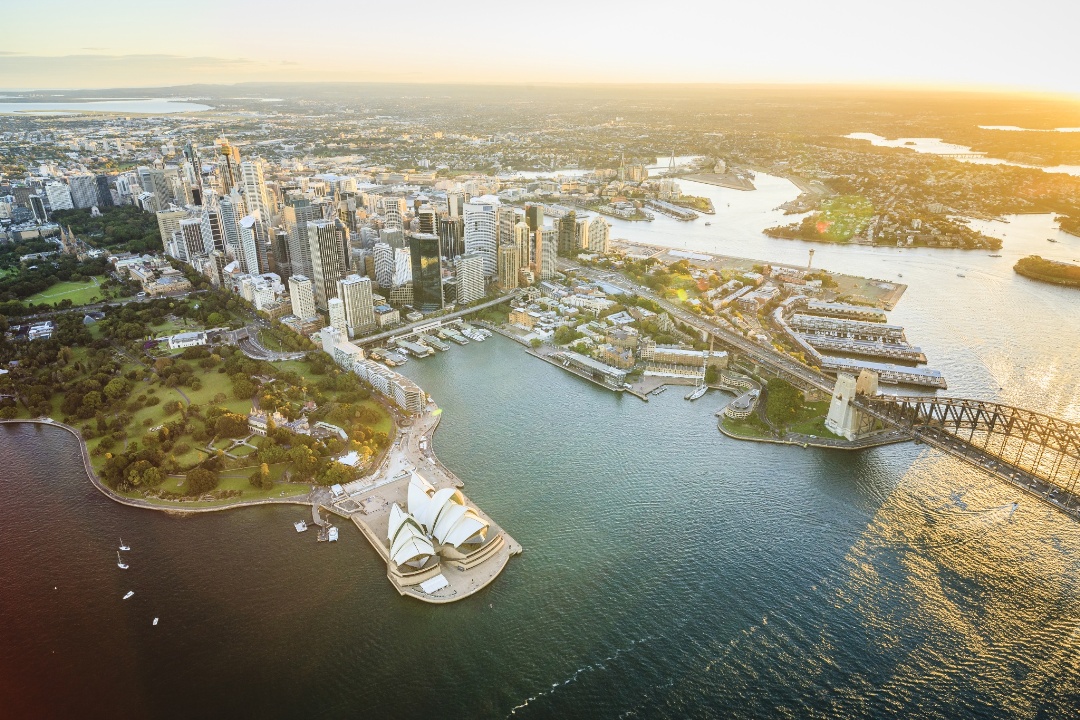 "Aerial view of Sydney cityscape, Sydney, New South Wales, Australia"