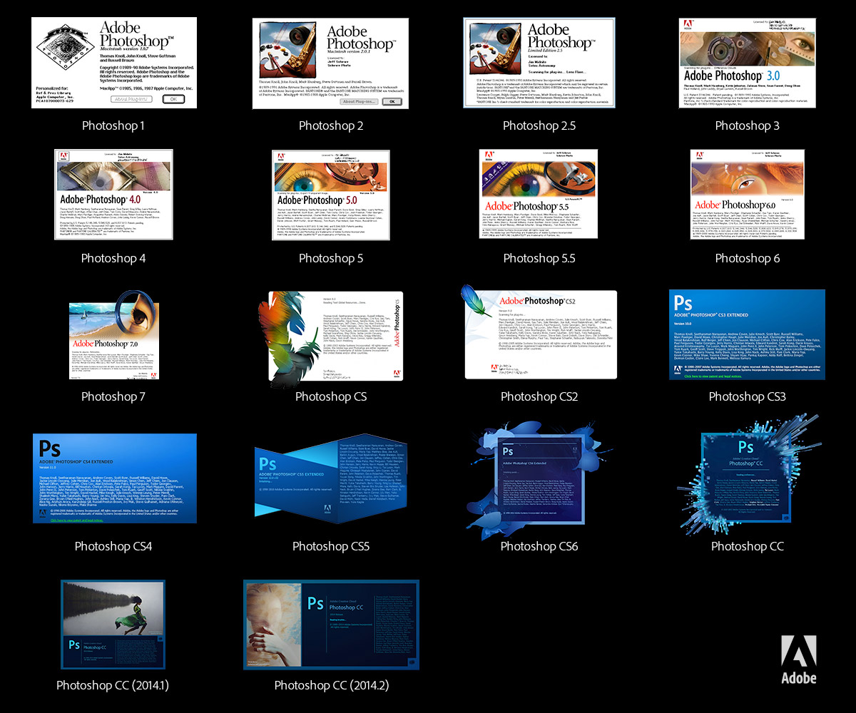 Photoshop Splash Screens Through the Years