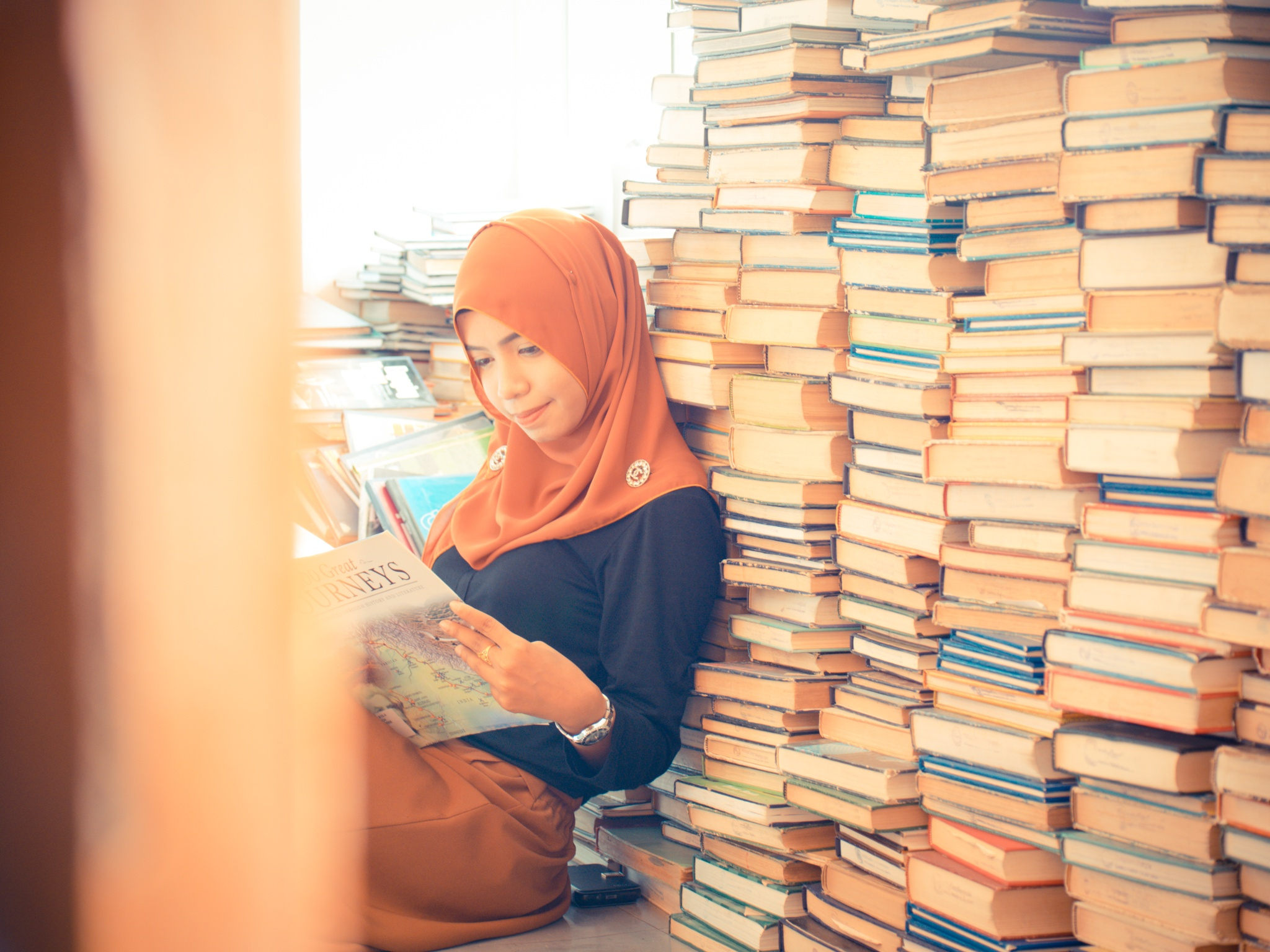 Girl in library