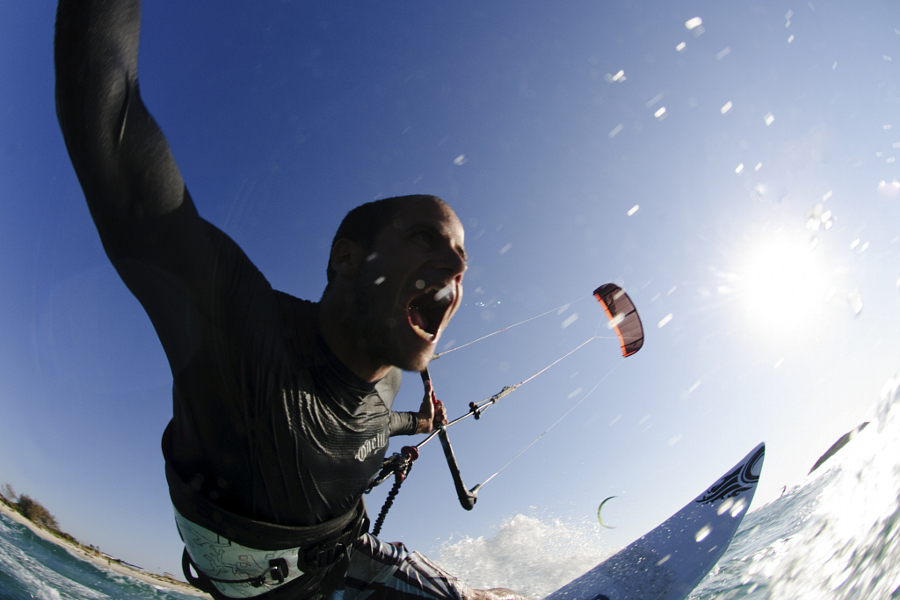 Kitesurfing in the Mediterranean Sea