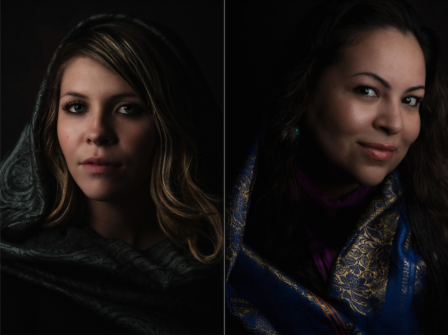 Here are two coworkers I photographed on the same day. All the settings are exactly the same except that Andrea, on the right, is photographed at f/5.6 versus Aubrey’s f/6.3. Also, Andrea’s light is a bit closer. Darker skin tends to need a little bit more light but is otherwise treated the same as fair skin in my experience.