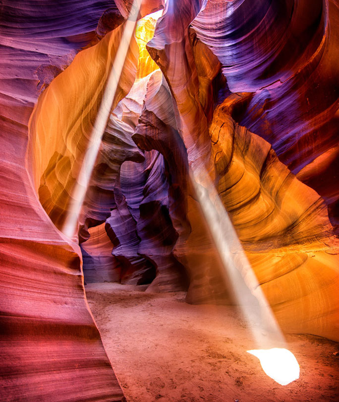 Artificial light shaft Antelope Canyon   