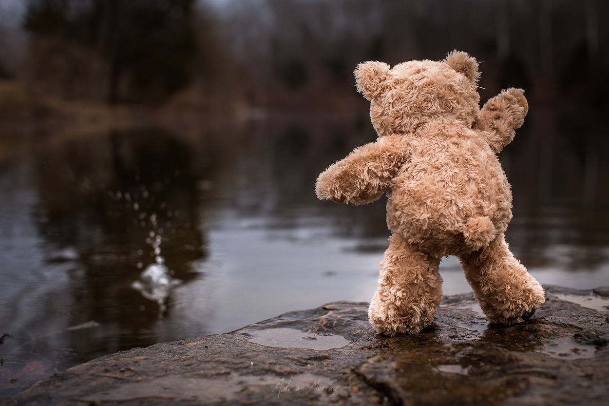 Standing store stuffed bear