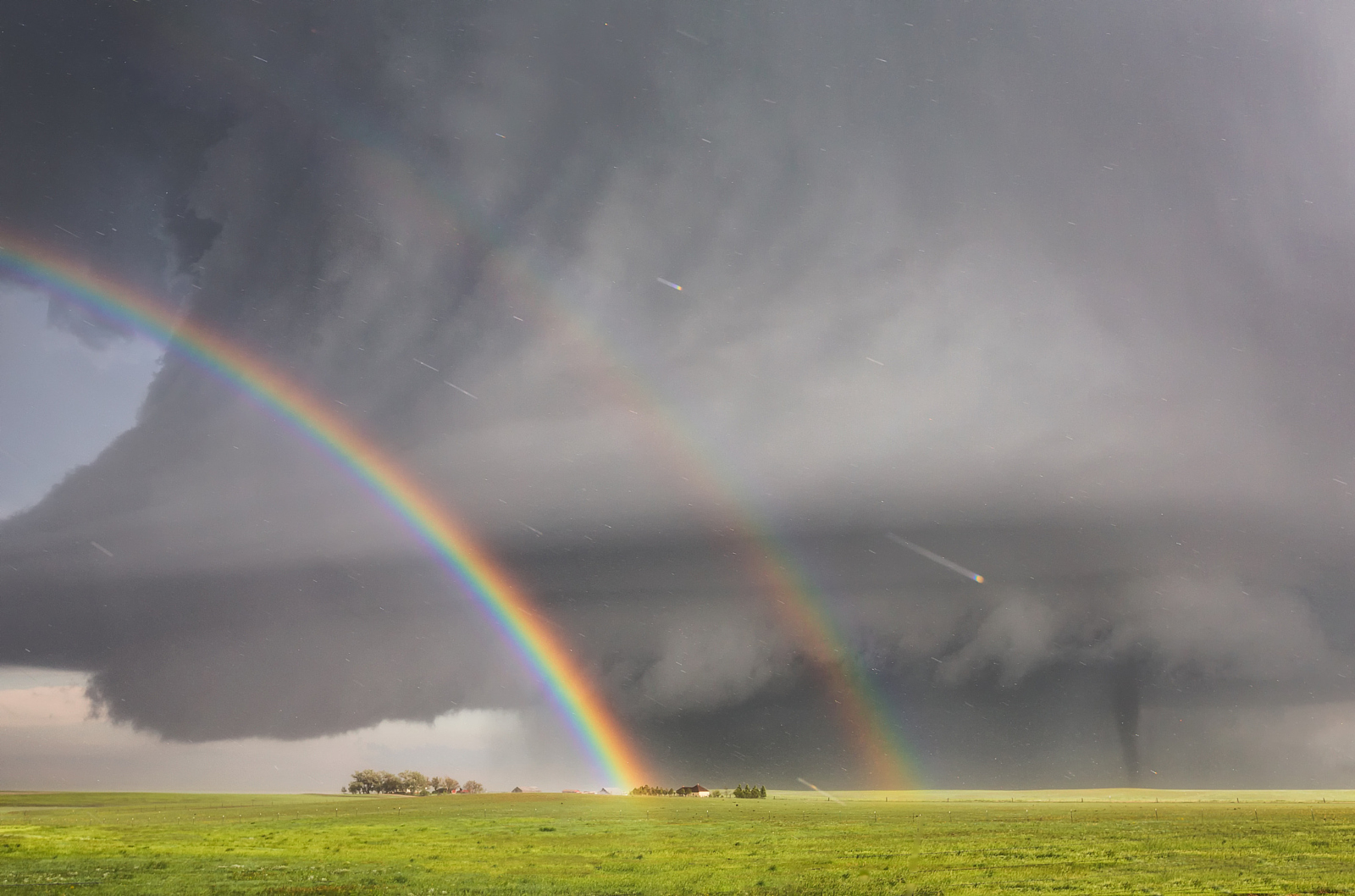 Mother Nature Follows Double Tornados with Double Rainbow