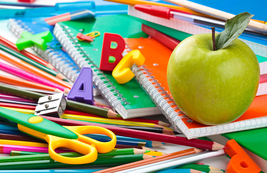 School supplies background.