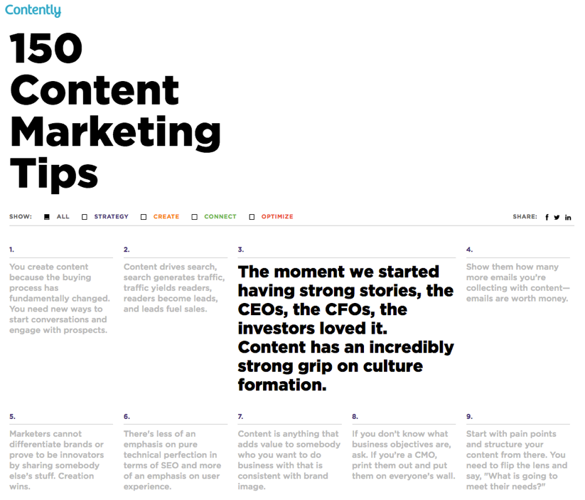 150 Content Marketing Tips