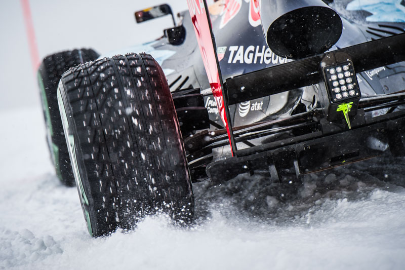 Max Verstappen performs during the F1 Showrun at the Hahnenkamm in Kitzbuehel, Austria on Jannuary 12, 2016.