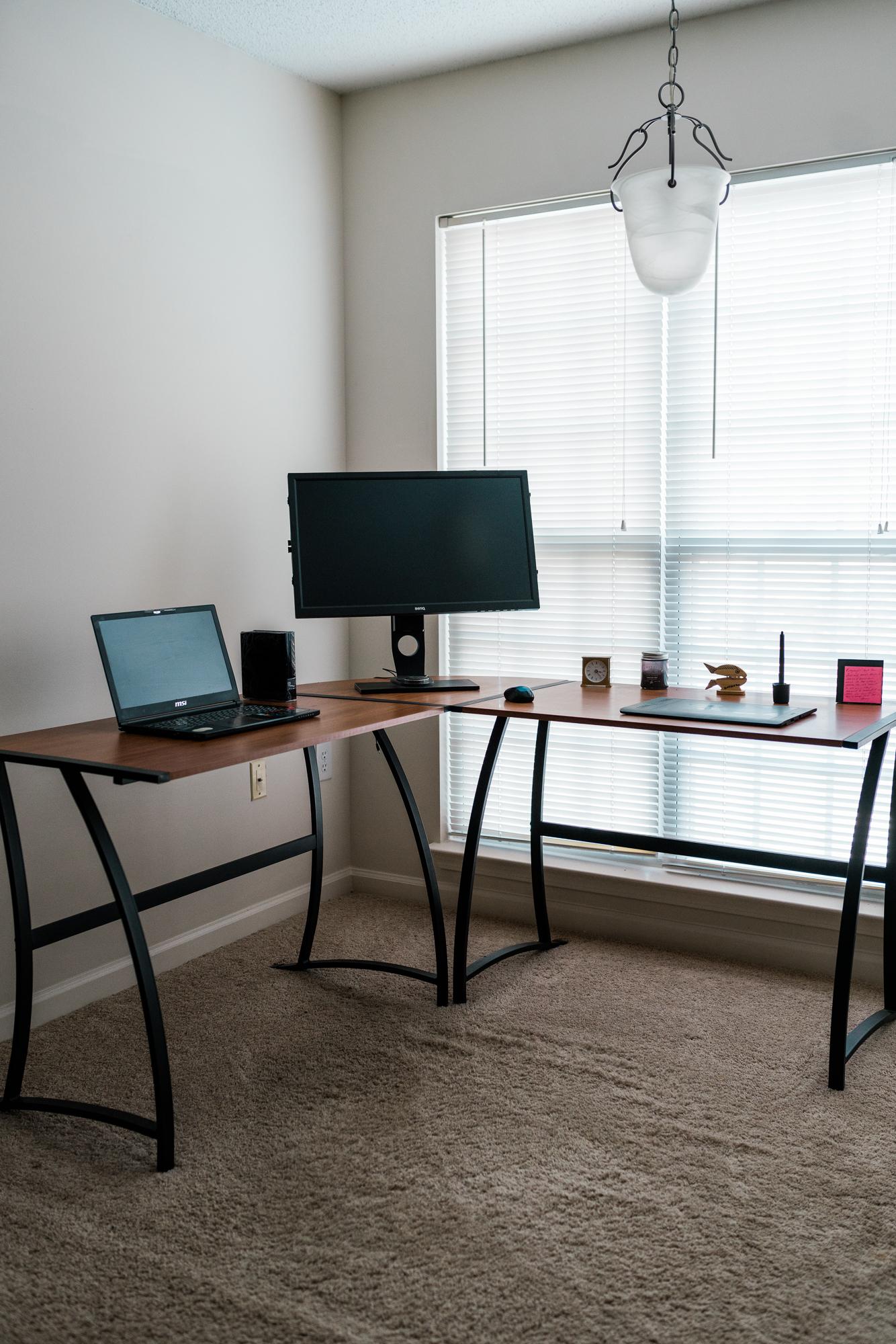 Home office with computers for a photographer