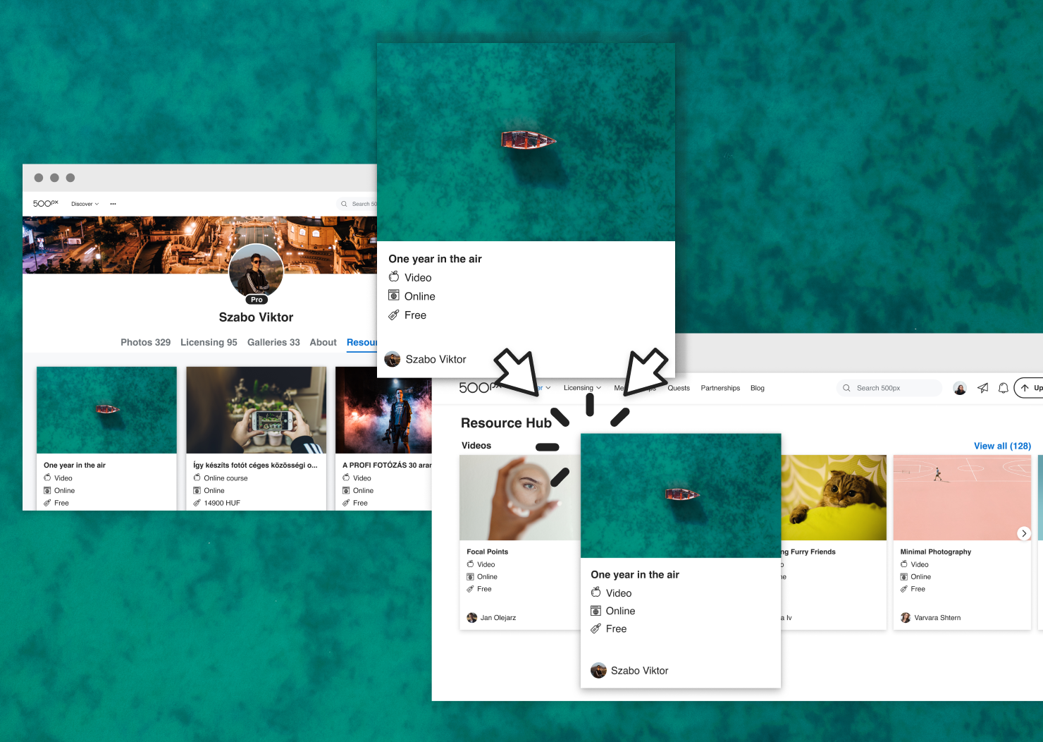 A view of recommended content in the new 500px Home Feed