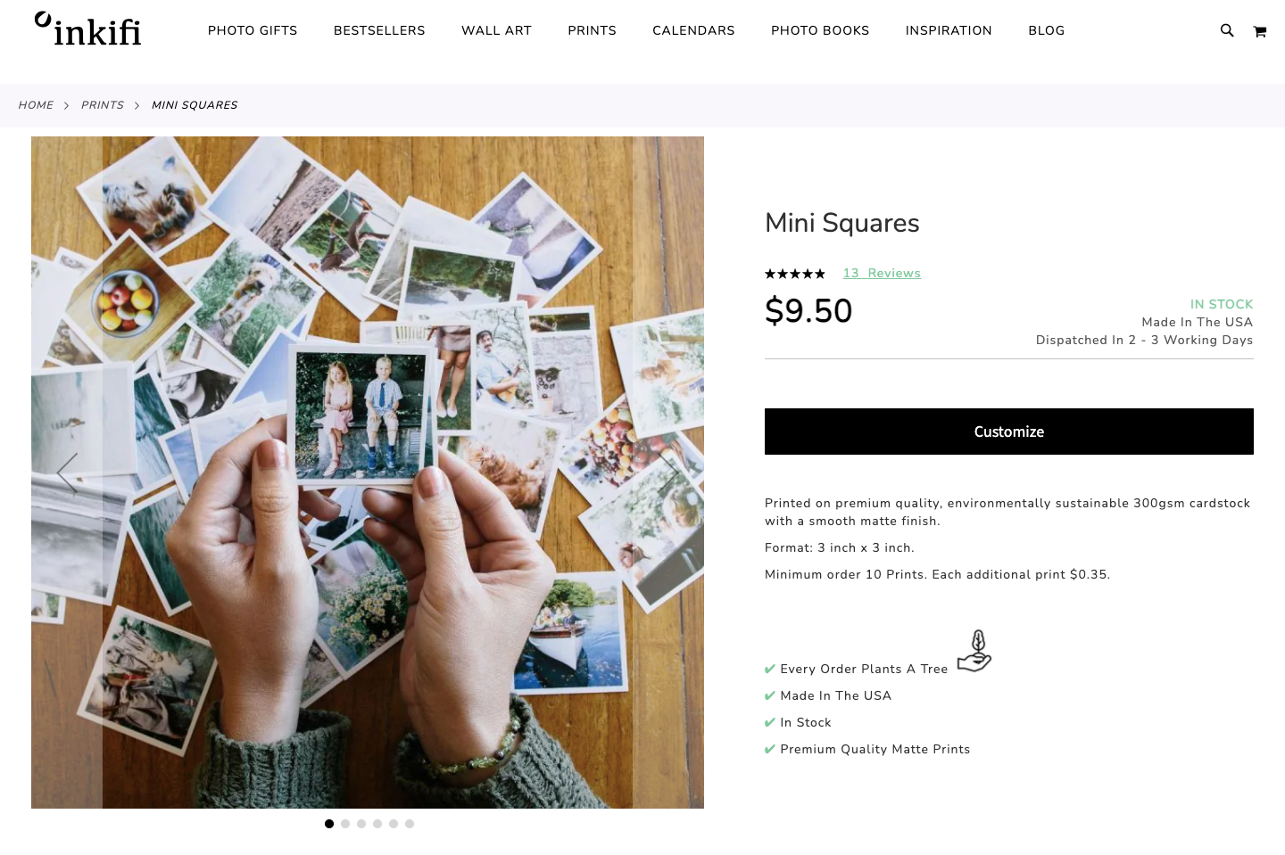 An image from Inkifi website showing photos you can order