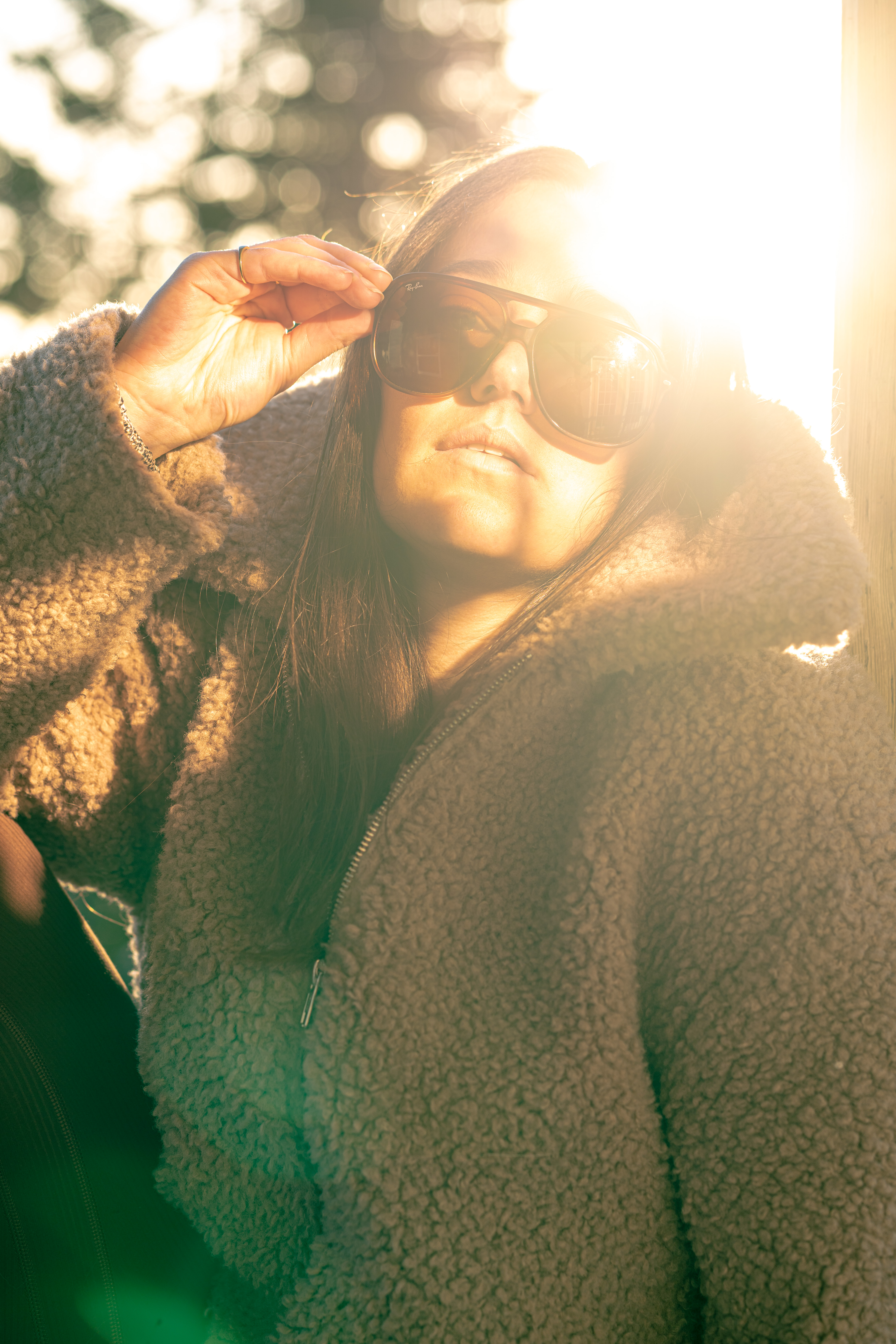 Sun flare with a female portrait