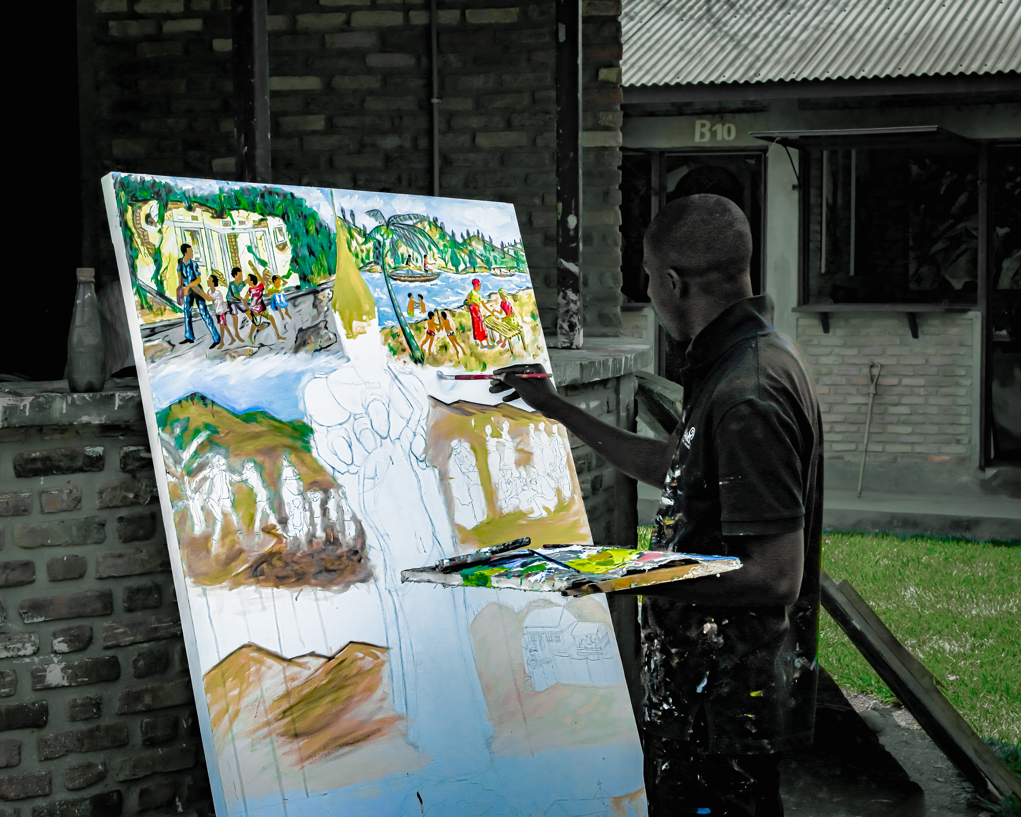 Artist At Work In Rural Burundi by Cenk Salfur