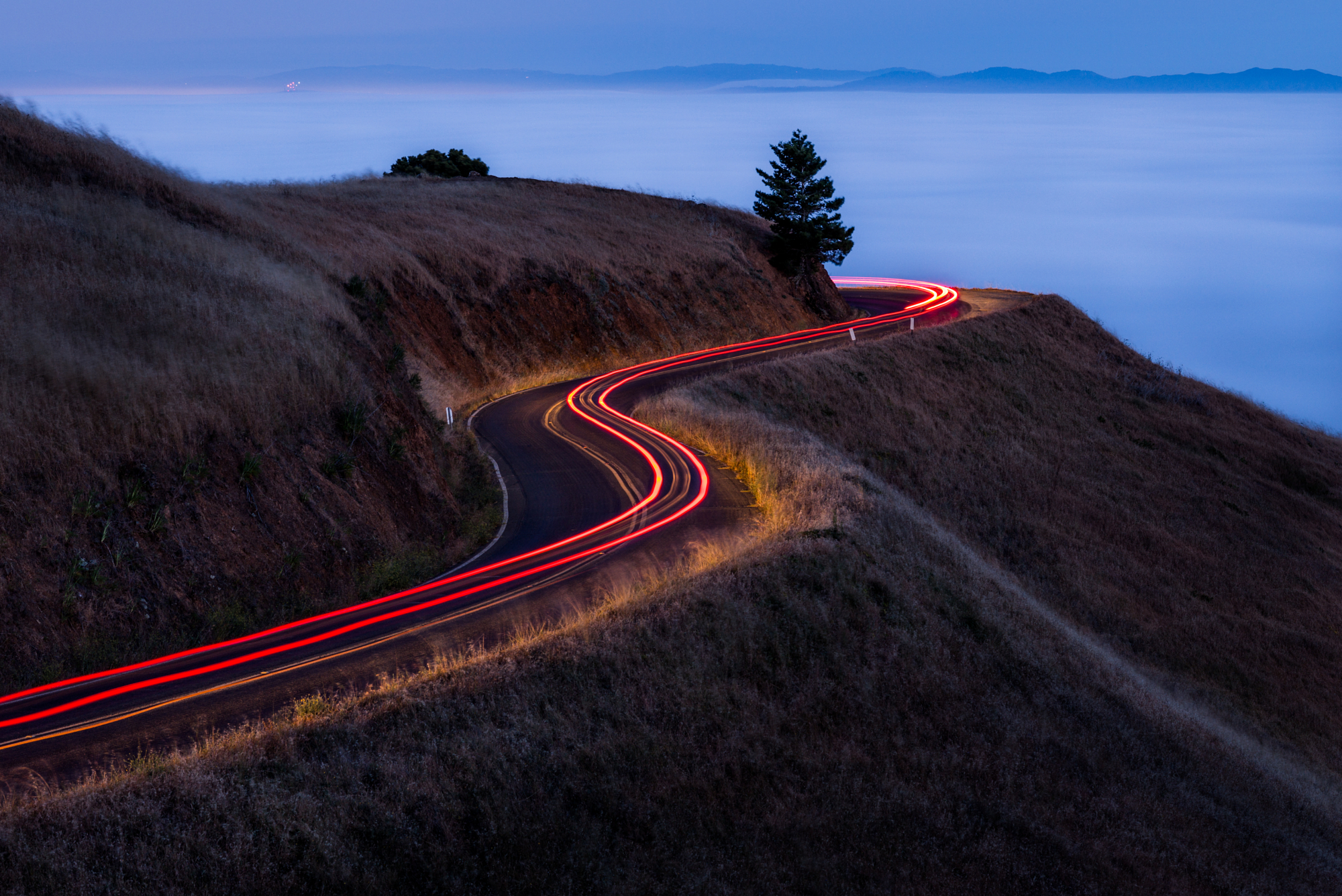 Long Exposure photo of a winding road.