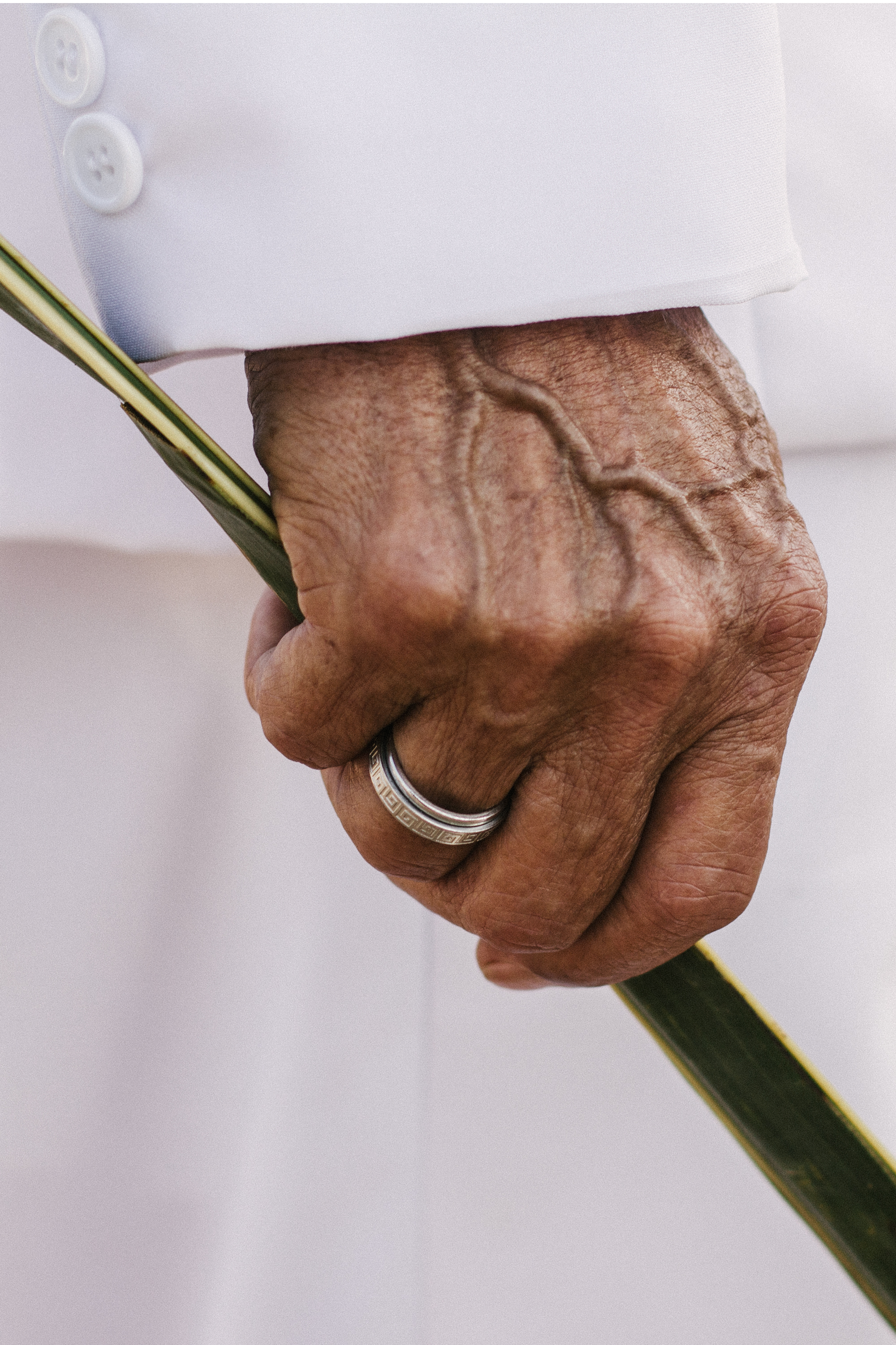 Close-up of an elderly hand.