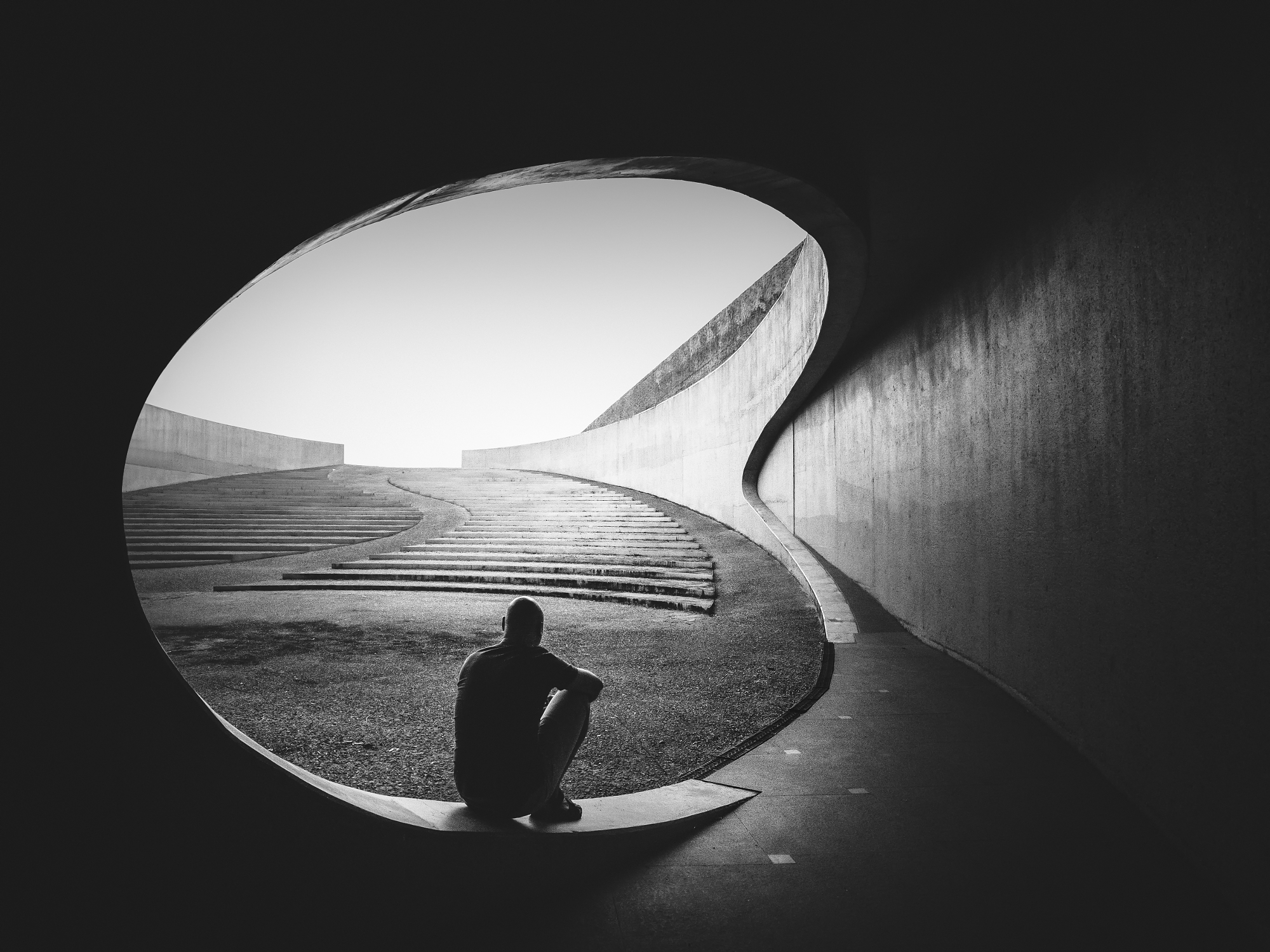 Fine art photography interview image of a person in an oval frame.