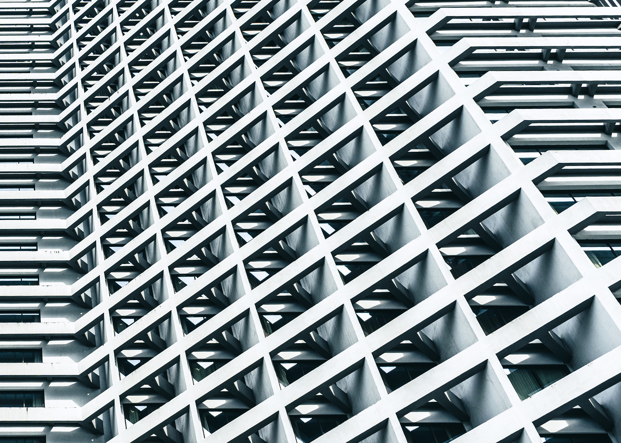 White concrete lattice facade from the Shapes and Lines photography series